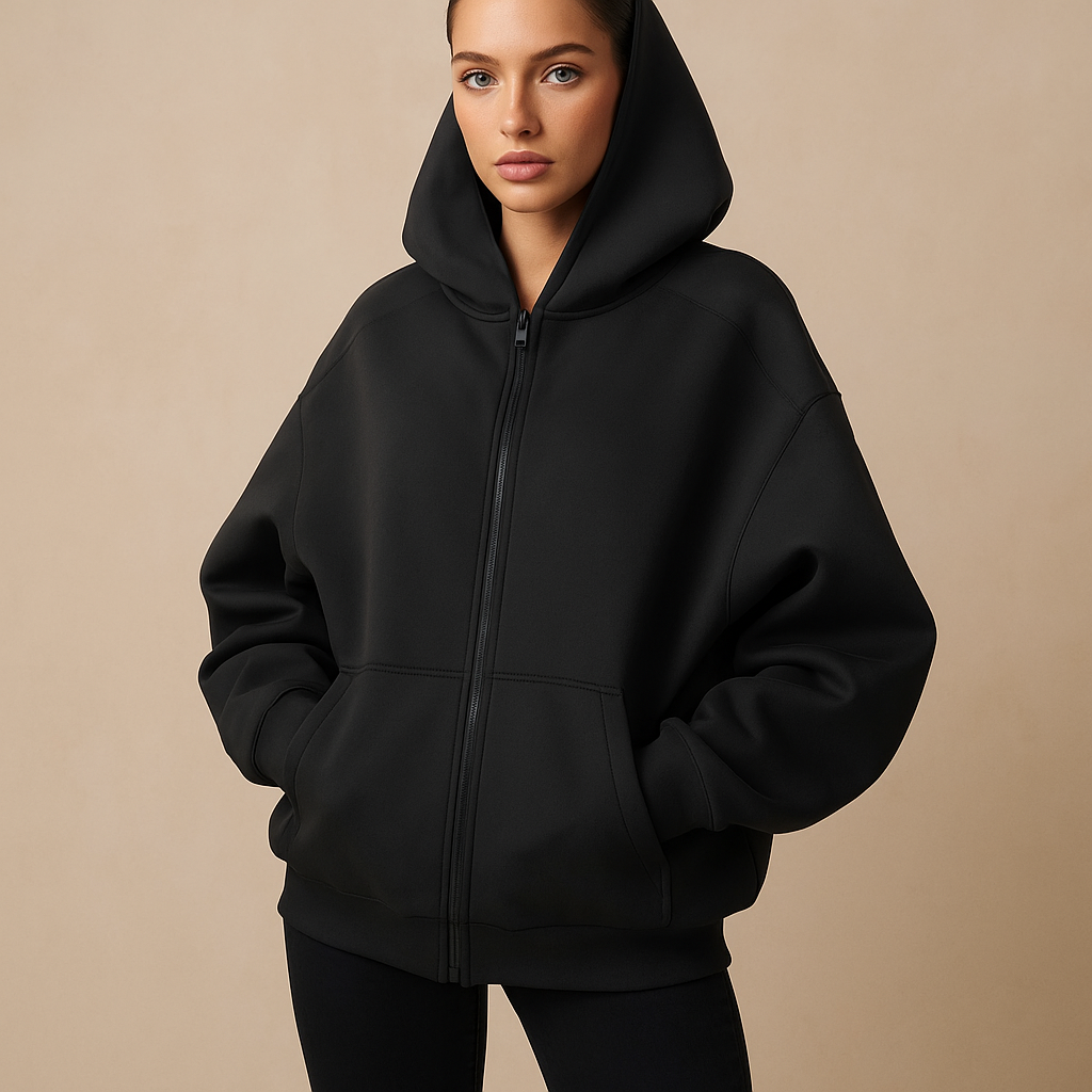 Drune | Sweatshirt oversized mit Kapuze und Reißverschluss für Damen Yeni