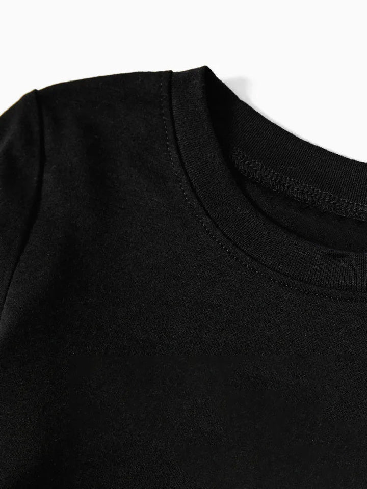 Drune | 2025 Weihnachts Crew Gemeinsam Erinnerungen Schaffen Textdruck Schwarzes Langarmshirt mit Schwarz-weissem Karohosen Familienpassende Pyjamas
