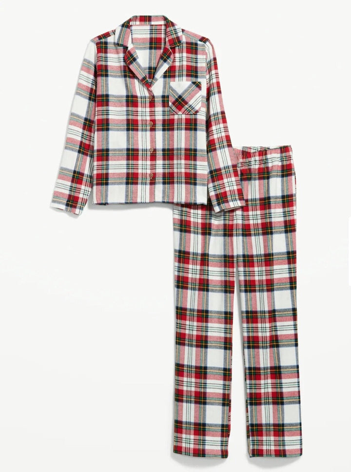 Drune | Urlaub Familie Rot Karierter Knopf-Front Passende Pyjama Set