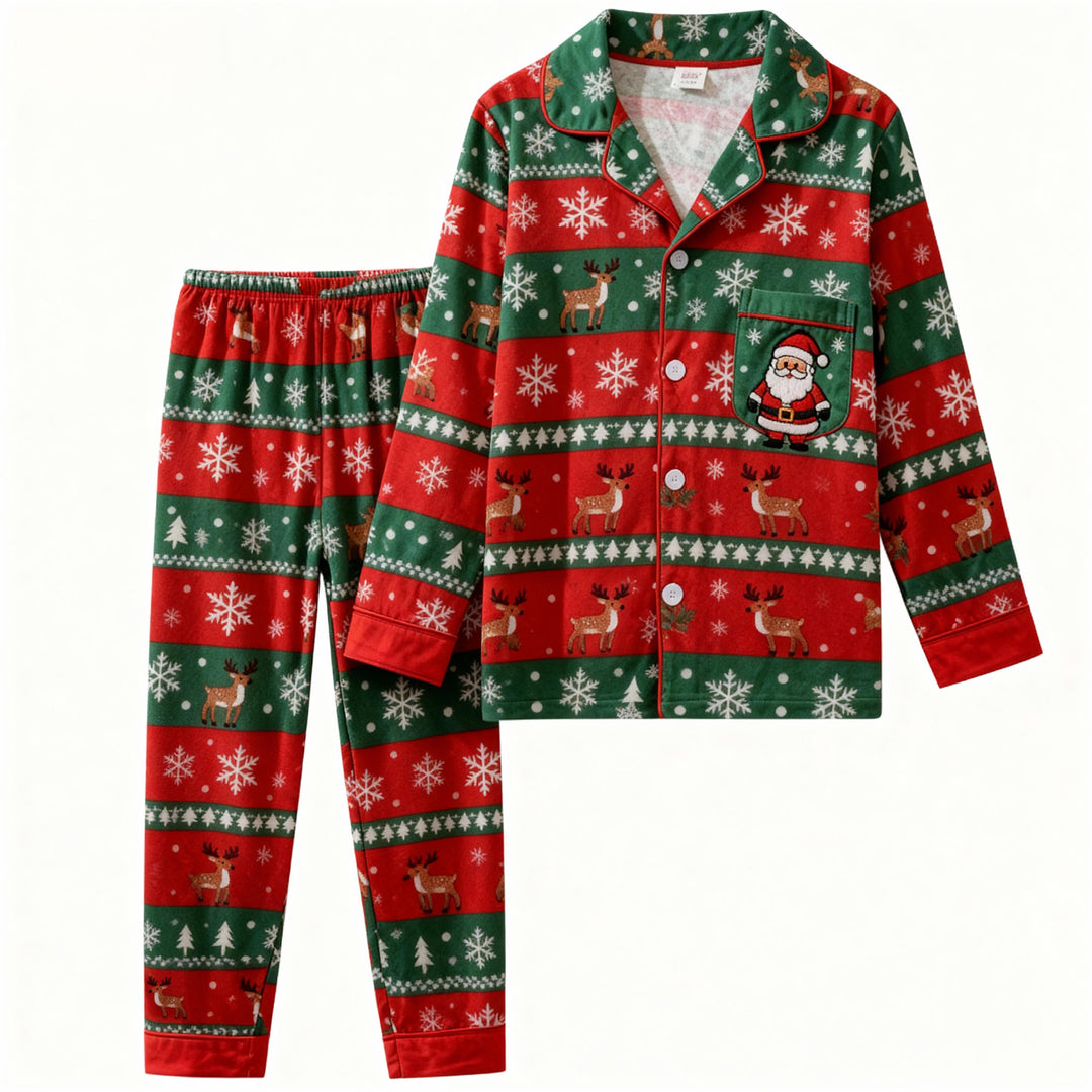 Drune | Urlaub Familie Button-down Weihnachten Pyjama Set
