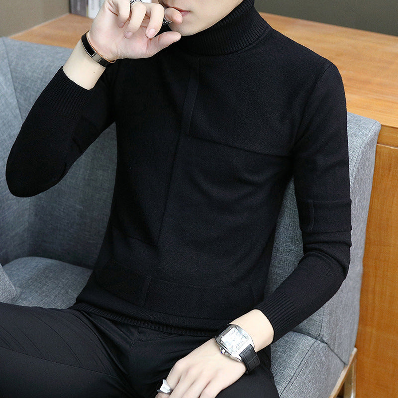 Herren nan feiner Rollkragenpullover aus Feinstrick mit geometrischer Struktur und schmaler Passform Drune