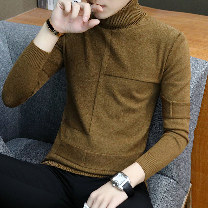 Herren nan feiner Rollkragenpullover aus Feinstrick mit geometrischer Struktur und schmaler Passform Drune