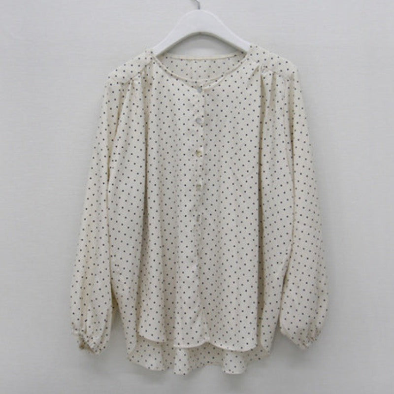 Damen Bluse mit Puffärmeln und Dots-Design Drune