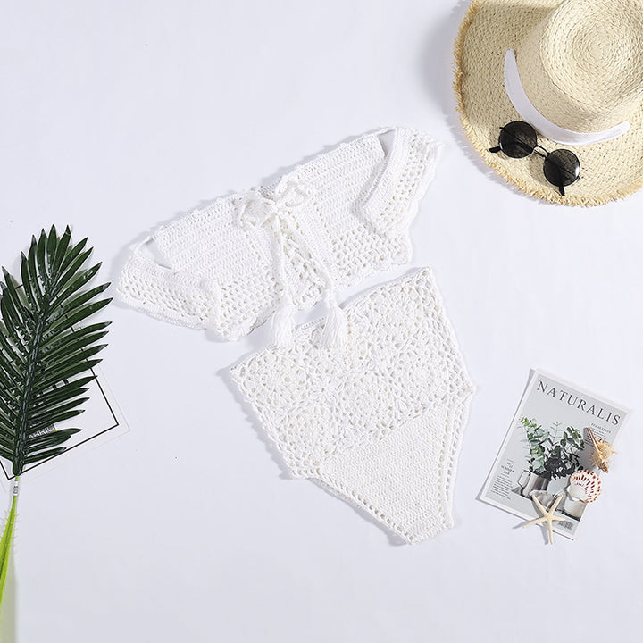 Damen Häkel-Bikini-Set mit dekorativen Fransen und trendigem Oberteil Drune