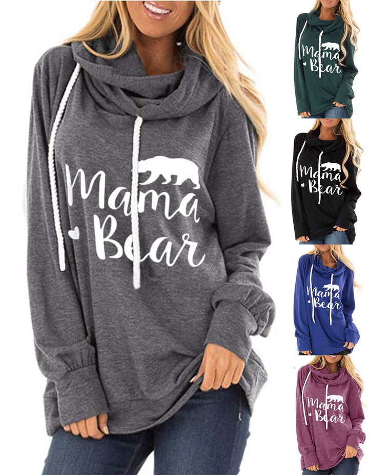Damen lässiges Kapuzenshirt mit tiefem Ausschnitt und einzigartigem Druck Drune