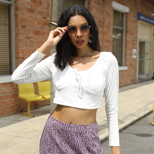 Damen Crop Top mit Raffungen Drune