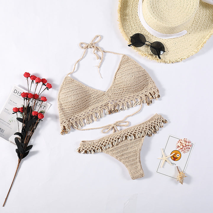Damen Häkel-Bikini-Set mit Muscheldetails Drune