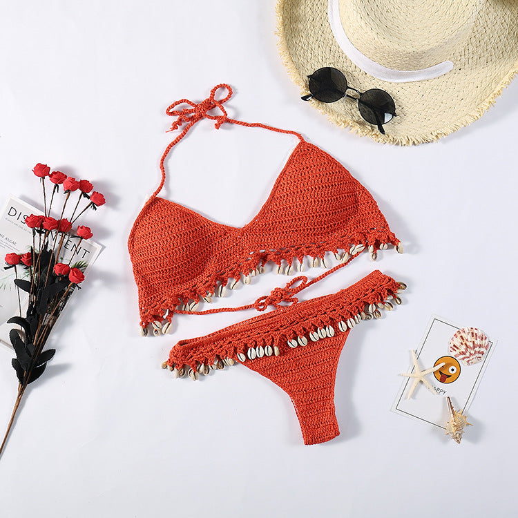 Damen Häkel-Bikini-Set mit Muscheldetails Drune