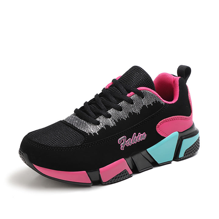 Damen nan sportlicher Plateau-Sneaker mit stoßdämpfender Blocksohle, gepolstertem Komfortfußbett und Mesh-Einsätzen Drune