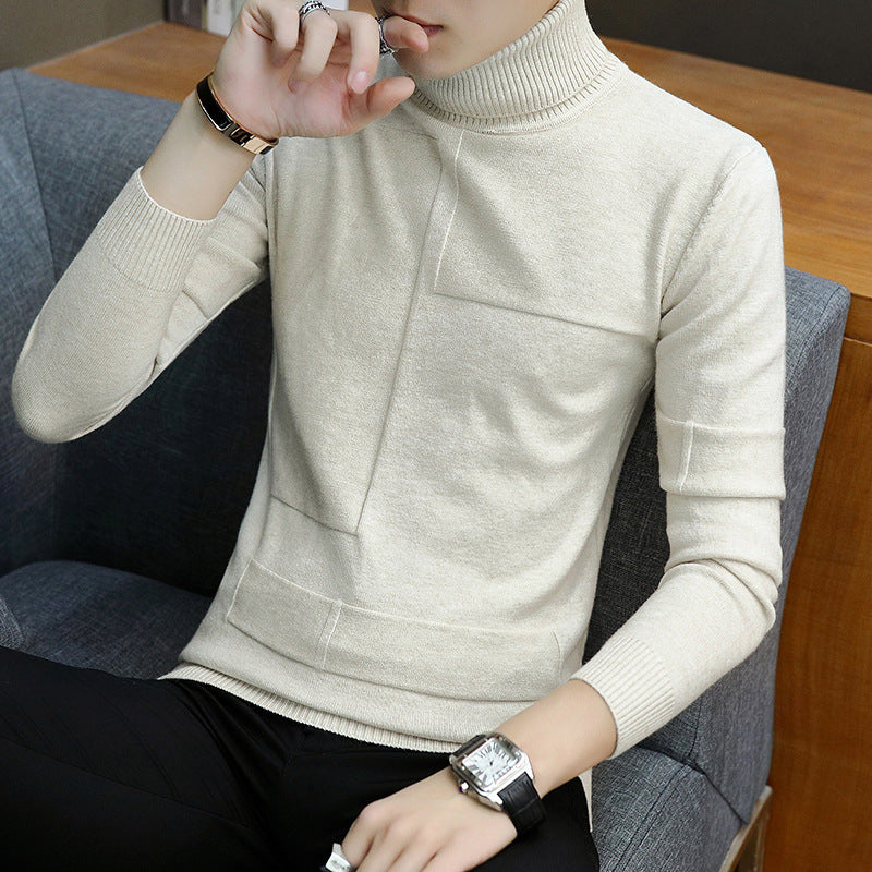 Herren nan feiner Rollkragenpullover aus Feinstrick mit geometrischer Struktur und schmaler Passform Drune