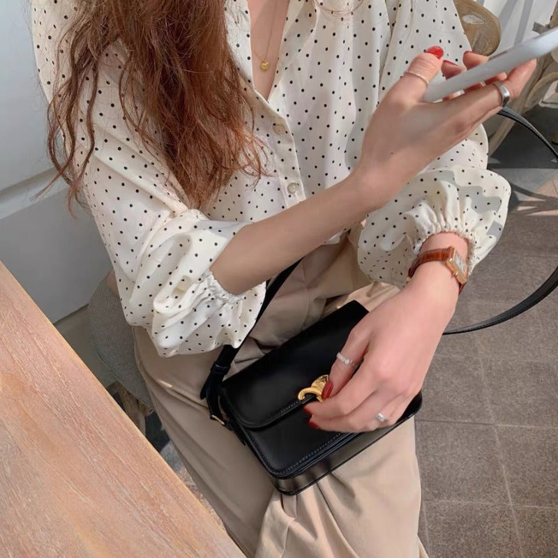 Damen Bluse mit Puffärmeln und Dots-Design Drune