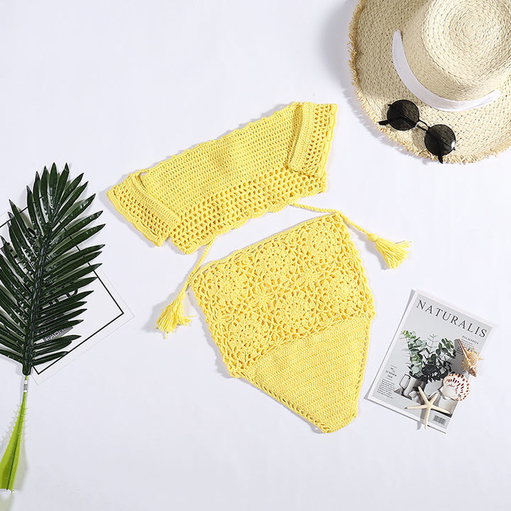 Damen Häkel-Bikini-Set mit dekorativen Fransen und trendigem Oberteil Drune