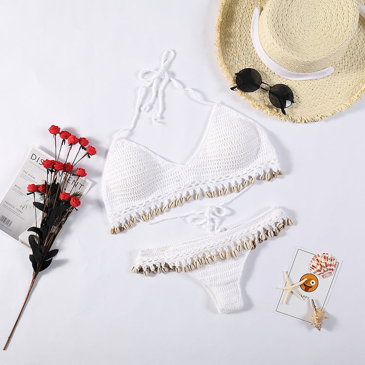 Damen Häkel-Bikini-Set mit Muscheldetails Drune