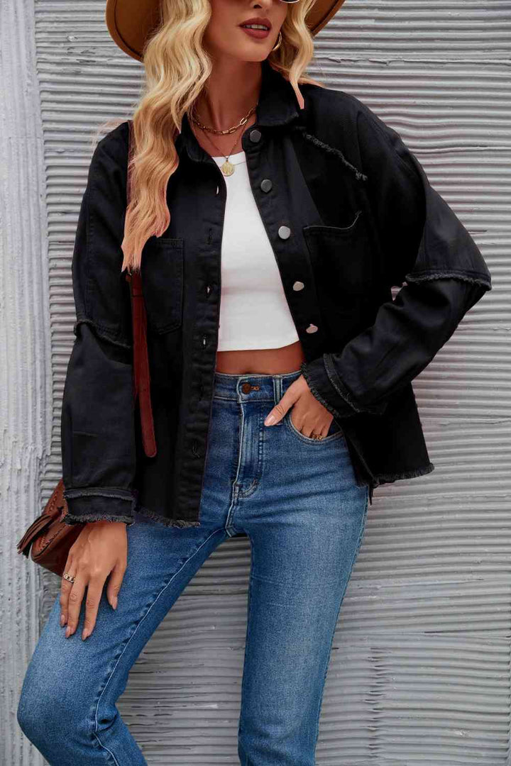 Drune | Raw Hem Kragen Denimjacke