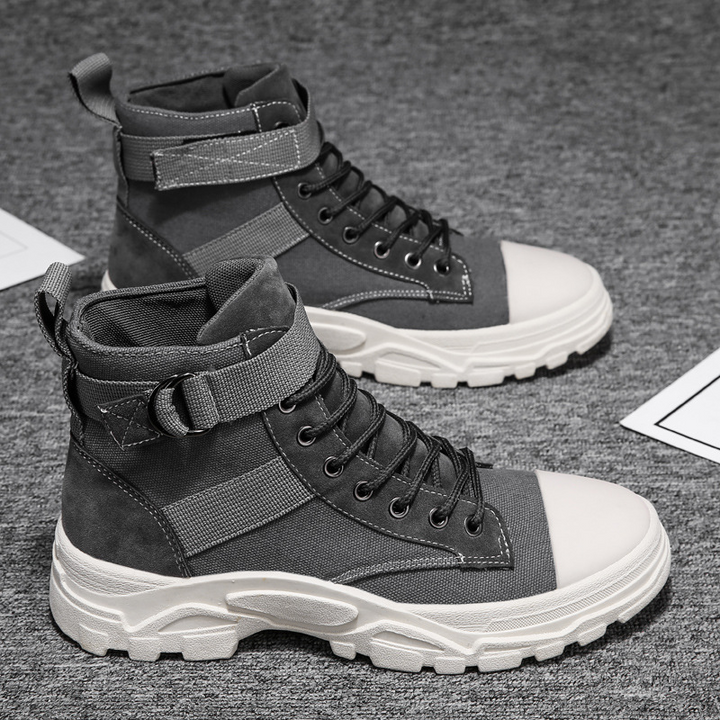 Drune | Motorradstiefel Hoher Schaft Verstellbarer Riemen Robuste Gummisohle