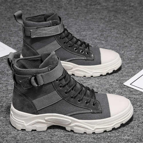 Drune | Motorradstiefel Hoher Schaft Verstellbarer Riemen Robuste Gummisohle