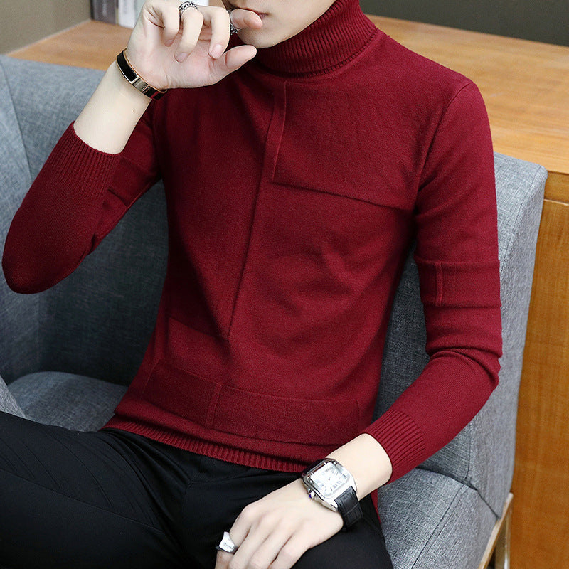Herren nan feiner Rollkragenpullover aus Feinstrick mit geometrischer Struktur und schmaler Passform Drune
