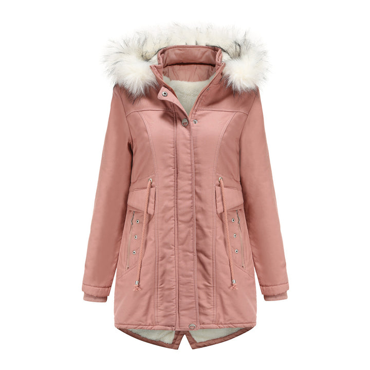 Damen moderne Parka mit abnehmbarem Kunstfellkragen und seitlichen Taschen Drune