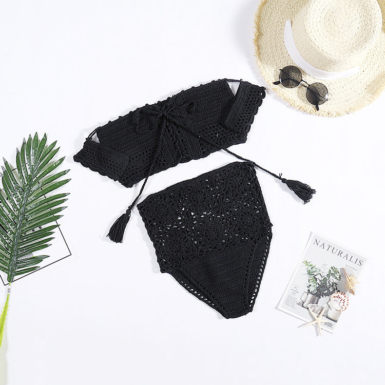 Damen Häkel-Bikini-Set mit dekorativen Fransen und trendigem Oberteil Drune