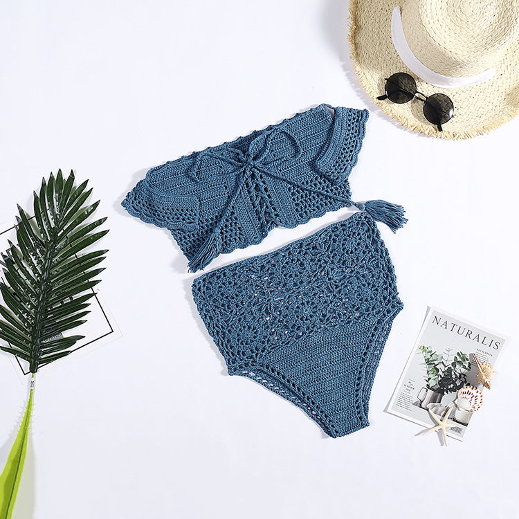 Damen Häkel-Bikini-Set mit dekorativen Fransen und trendigem Oberteil Drune