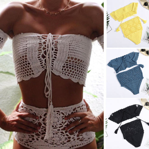 Damen Häkel-Bikini-Set mit dekorativen Fransen und trendigem Oberteil Drune
