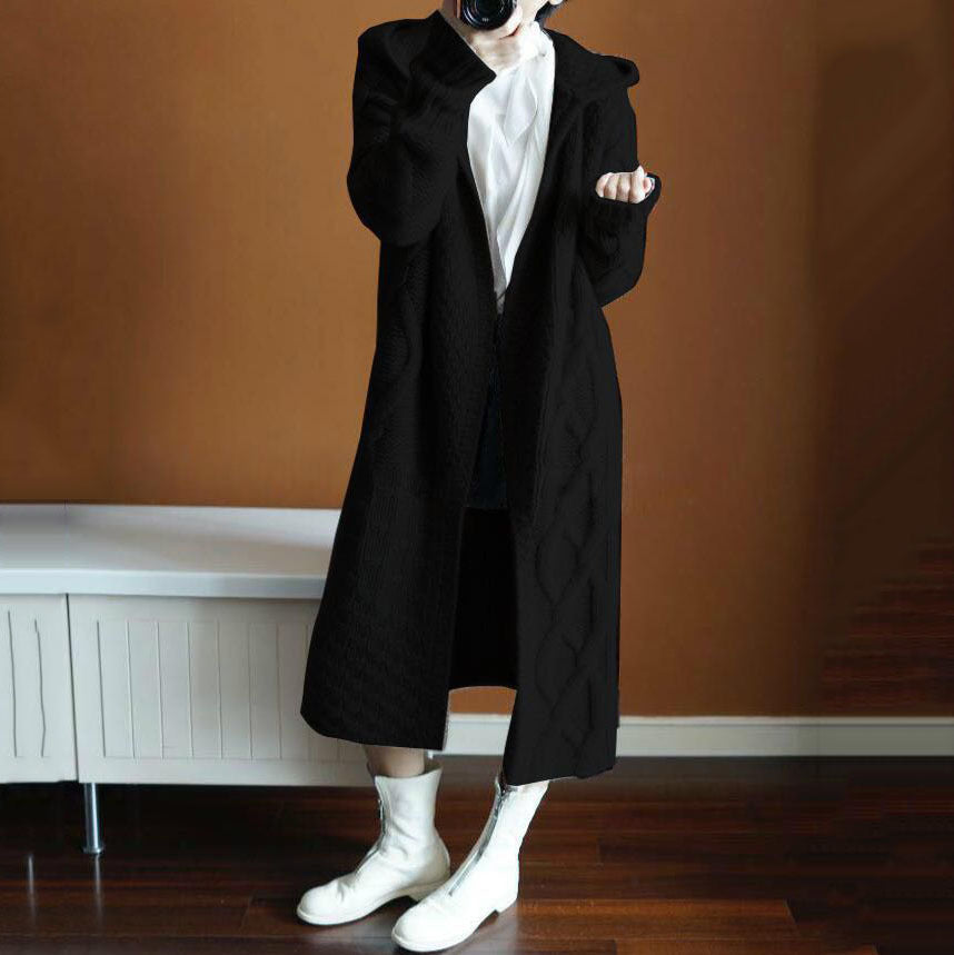 Damen Grobstrickjacke mit Kapuze und großem Komfort Drune