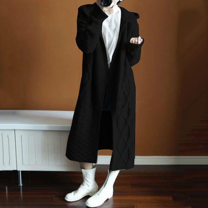 Damen Grobstrickjacke mit Kapuze und großem Komfort Drune