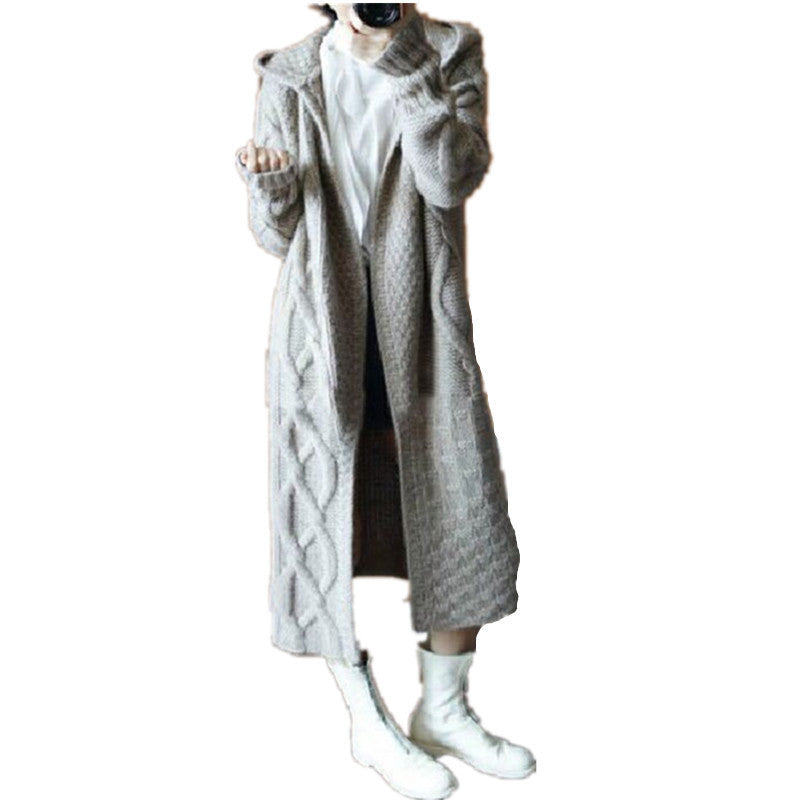 Damen Strickjacke mit Kapuze und feinem Strukturmuster Drune