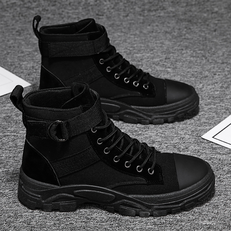 Drune | Motorradstiefel Hoher Schaft Verstellbarer Riemen Robuste Gummisohle