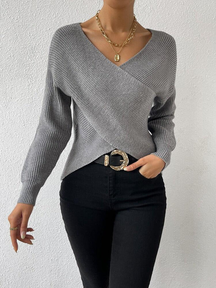 Drune | Strickbluse mit Umschlag V-ausschnitt Elegant und Einfach