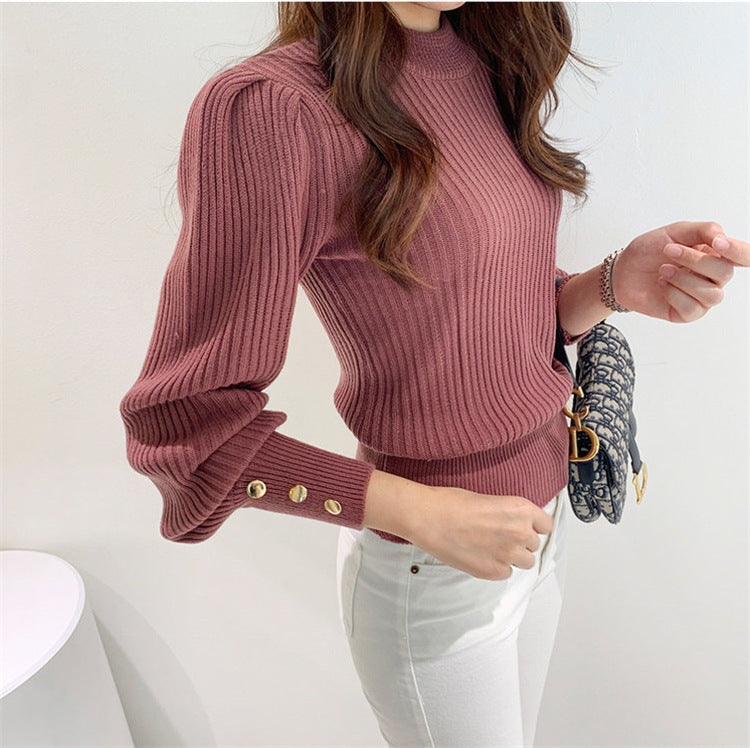 Damen Strickpullover mit eleganten Knopfdetails Drune