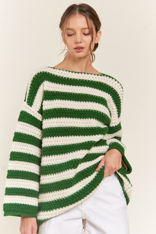 Drune | Grün gestreifter Pullover