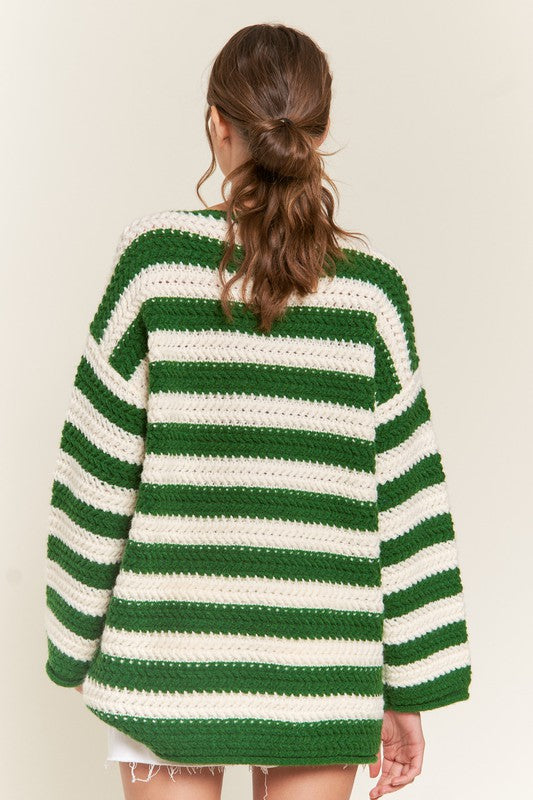 Drune | Grün gestreifter Pullover