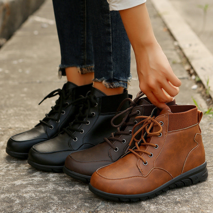 Drune | Damen Schnürstiefel - robuste Stiefeletten mit elastischem Bund und rutschfester Sohle