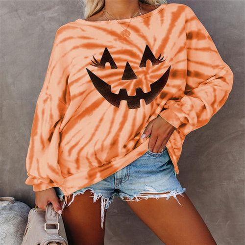Damen lässiges Sweatshirt mit Halloween-Motiv und Details Drune