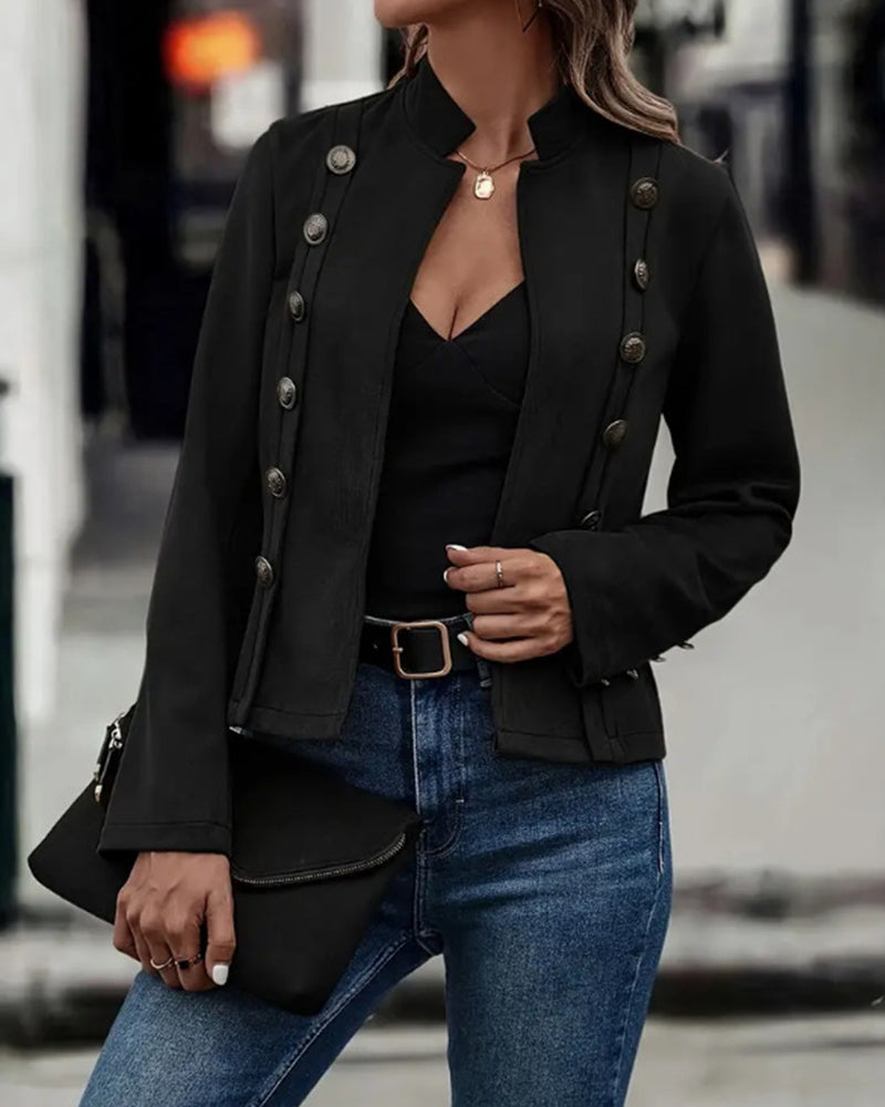 Drune | Stilvolle doppelreihige einfarbige Jacke