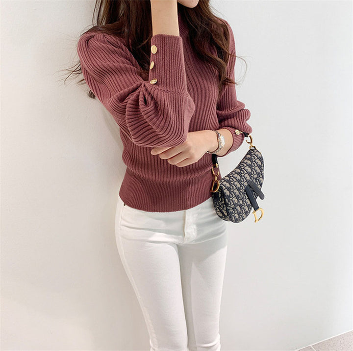 Damen Strickpullover mit eleganten Knopfdetails Drune