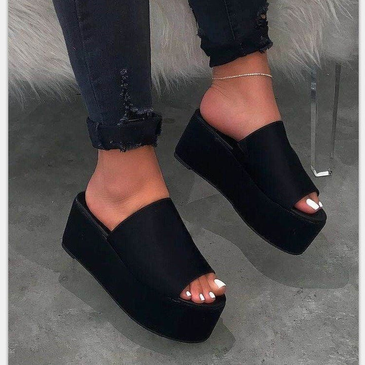 Damen nan Plateau-Mule mit Leopardenprint, offener Zehenpartie und gepolstertem Komfortfußbett Drune