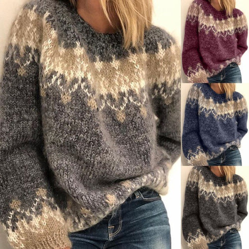 Damen Kuscheliger Pullover mit geometrischem Muster Drune