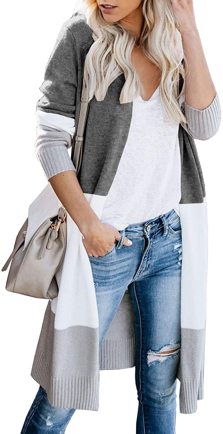 Damen Langstrickjacke mit modernem Farbblocking und bequemer Passform Drune