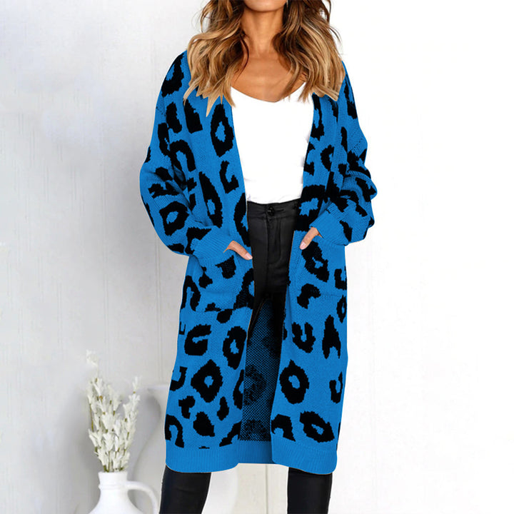 Damen Grobstrick-Cardigan mit Animal-Print und praktischen Taschen Drune