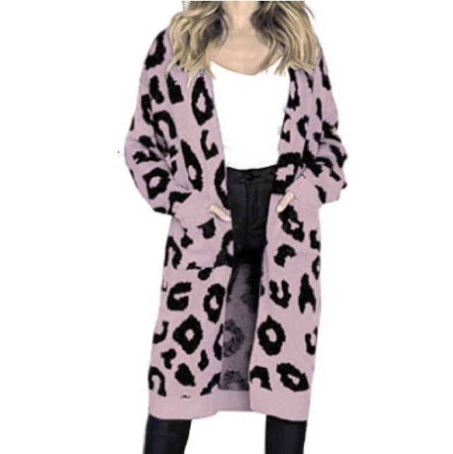 Damen Grobstrick-Cardigan mit Animal-Print und praktischen Taschen Drune