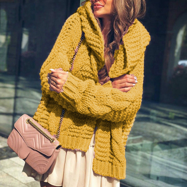 Damen Grobstrick-Cardigan mit voluminösen Ärmeln und lässigem Schnitt Drune