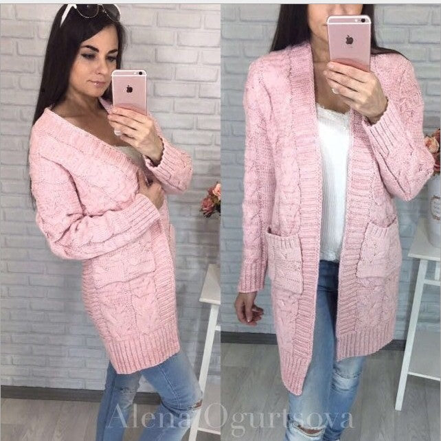 Damen Strickjacke mit langen Ärmeln und eingearbeiteten Taschen Drune