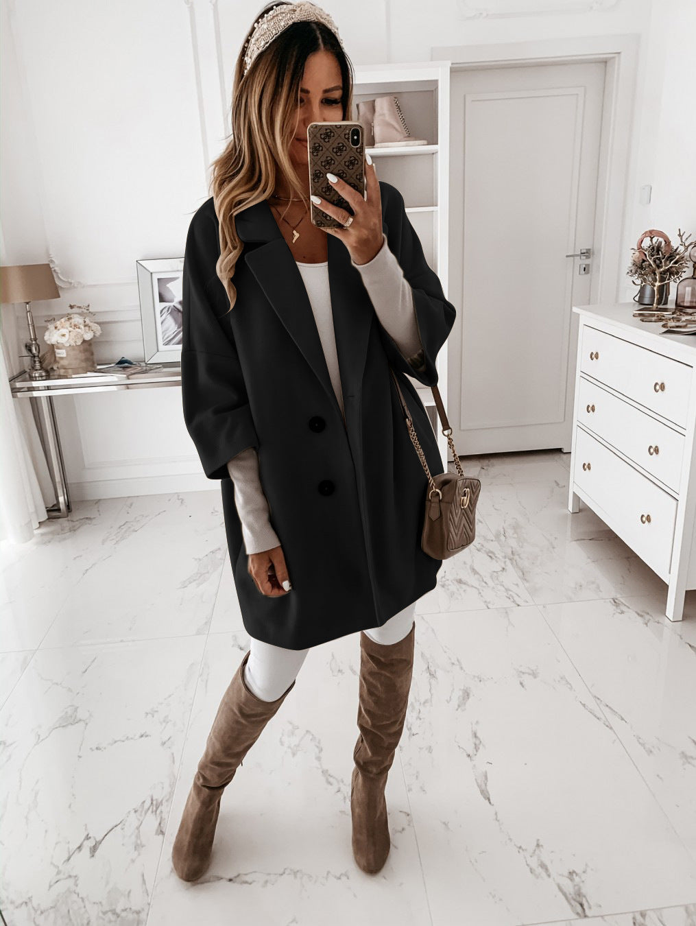Damen eleganter Oversized-Mantel mitreißendem Schnitt Drune