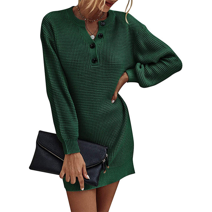 Damen Strickkleid mit Knopfdetails und weitem Schnitt Drune