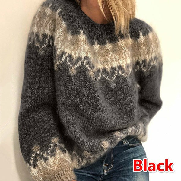 Damen Kuscheliger Pullover mit geometrischem Muster Drune