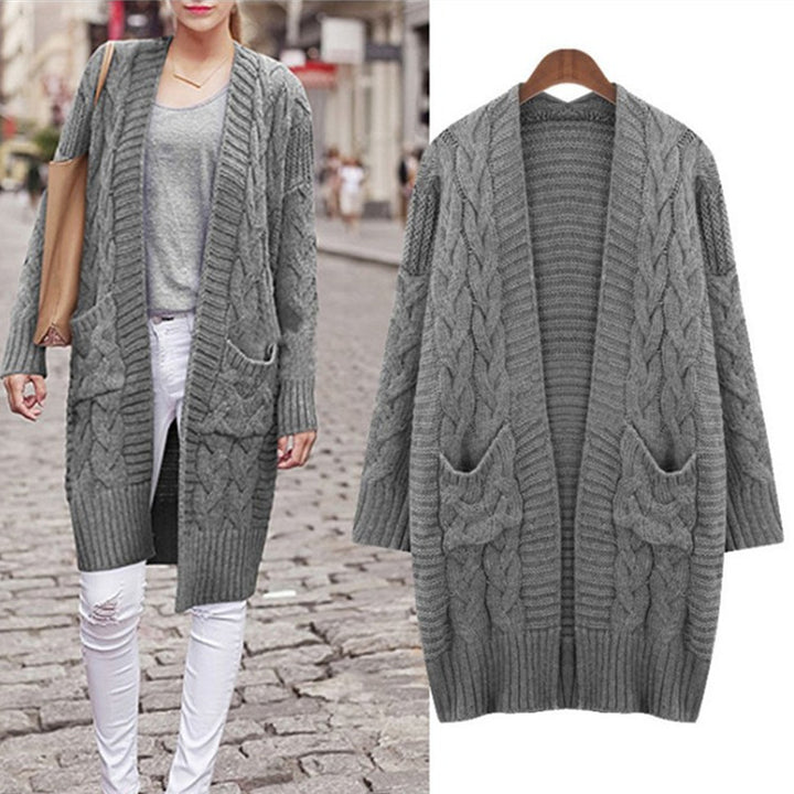 Damen Strickjacke mit langen Ärmeln und eingearbeiteten Taschen Drune