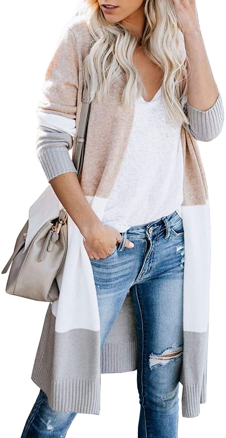 Damen Langstrickjacke mit modernem Farbblocking und bequemer Passform Drune