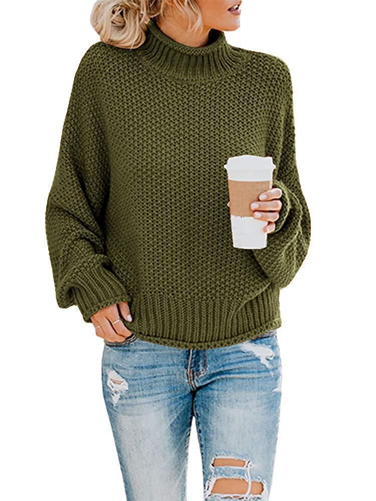 Damen Pullover mit hohem Kragen und strukturierter Webart Drune